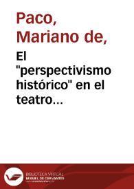 Portada:El \"perspectivismo histórico\" en el teatro de Buero Vallejo / Mariano de Paco