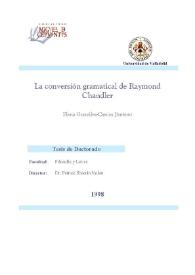 Portada:La conversión gramatical en la obra de Raymond Chandler / Elena González-Cascos Jiménez