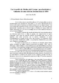 Portada:Un Lazarillo de Medina del Campo : peculiaridades y variantes de una edición desconocida de 1554 / Jesus Cañas Murillo; con la colaboración de Miguel A. Lama