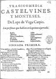 Portada:Castelvines y Monteses : tragicomedia / Lope de Vega