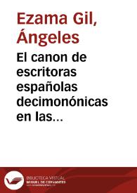 Portada:El canon de escritoras españolas decimonónicas en las historias de la literatura / Ángeles Ezama Gil