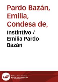 Portada:Instintivo / Emilia Pardo Bazán