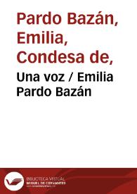 Portada:Una voz / Emilia Pardo Bazán