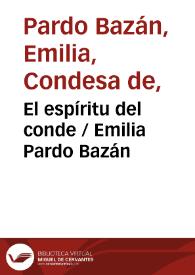Portada:El espíritu del conde / Emilia Pardo Bazán