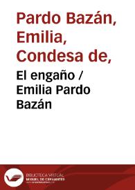 Portada:El engaño / Emilia Pardo Bazán