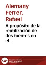 Portada:A propósito de la reutilización de dos fuentes en el Tirant lo Blanc / Rafael Alemany Ferrer