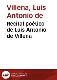 Portada:Recital poético de Luis Antonio de Villena