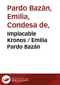 Portada:Implacable Kronos / Emilia Pardo Bazán