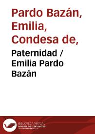 Portada:Paternidad / Emilia Pardo Bazán