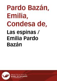 Portada:Las espinas / Emilia Pardo Bazán