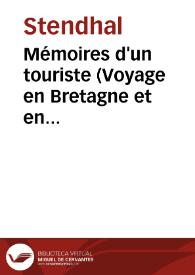 Portada:Mémoires d'un touriste (Voyage en Bretagne et en Normandie) / Stendhal