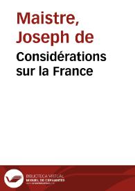 Portada:Considérations sur la France / Joseph de Maistre