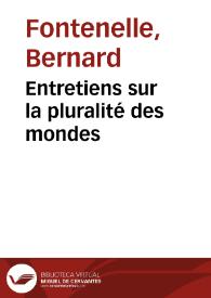 Portada:Entretiens sur la pluralité des mondes / Bernard Fontenelle