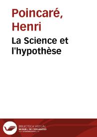 Portada:La Science et l'hypothèse / Henri Poincaré