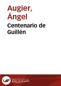 Portada:Centenario de Guillén / Ángel Augier