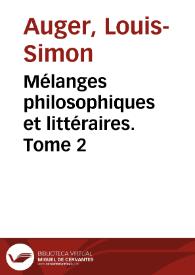 Portada:Mélanges philosophiques et littéraires. Tome 2 / Louis-Simon Auger