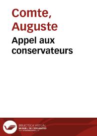 Portada:Appel aux conservateurs / Auguste Comte