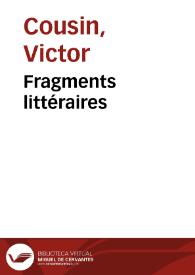 Portada:Fragments littéraires / Victor Cousin
