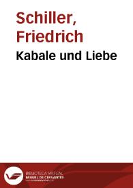 Portada:Kabale und Liebe / Friedrich Schiller