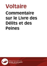 Portada:Commentaire sur le Livre des Délits et des Peines / Voltaire
