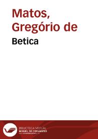 Portada:Betica / Gregório de Matos