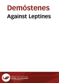 Portada:Against Leptines / Demosthenes