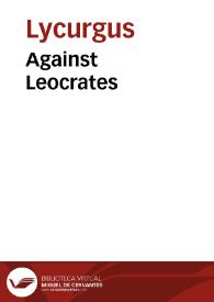 Portada:Against Leocrates / Lycurgus