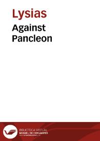 Portada:Against Pancleon / Lysias
