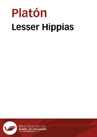 Portada:Lesser Hippias / Plato