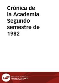 Portada:Crónica de la Academia. Segundo semestre de 1982