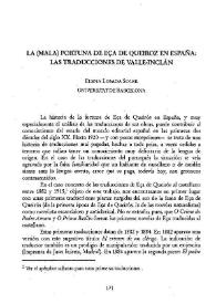 Portada:La (mala) fortuna de la Eça de Queiroz en España: las traducciones de Valle-Inclán / Elena Losada Soler