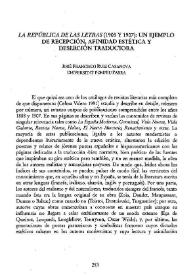 Portada:"La República de las Letras" (1905 y 1907): un ejemplo de recepción, afinidad estética y deserción traductora / José Francisco Ruiz Casanova