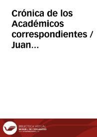 Portada:Crónica de los Académicos correspondientes / Juan Bassegoda y Nonell [et al.]