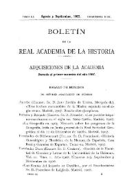 Portada:Adquisiciones de la Academia durante el primer semestre del año 1907