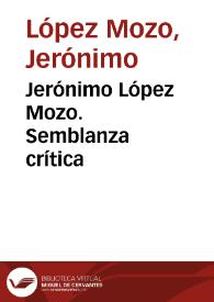 Portada:Jerónimo López Mozo. Semblanza crítica