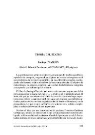 Portada:Santiago Trancón : \"Teoría del teatro\". (Madrid: Editorial Fundamento, Ensayos y Manuales RESAD, UNED, 2006, 478 págs.) / Julio E. Noriega