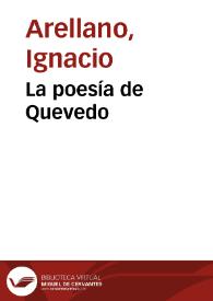 Portada:La poesía de Quevedo / Ignacio Arellano