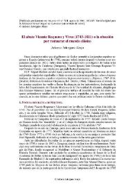 Portada:El abate Vicente Requeno y Vives (1743-1811) o la obsesión por restaurar el mundo clásico / Antonio Astorgano Abajo