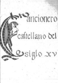 Portada:Cancionero castellano del siglo XV
