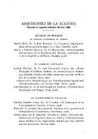 Portada:Adquisiciones de la Academia durante el segundo semestre del año 1908