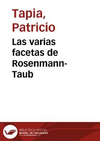 Portada:Las varias facetas de Rosenmann-Taub / por Patricio Tapia