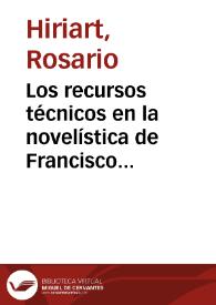 Portada:Los recursos técnicos en la novelística de Francisco Ayala / Rosario Hiriart