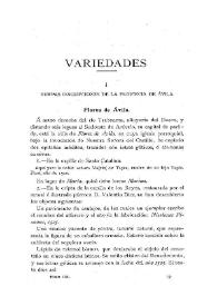 Portada:Nuevas inscripciones de la provincia de Ávila [Flores de Ávila, Cardeñosa] / Francisco Llorente Poggi