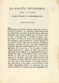 Portada:La España invencible por la unión, fidelidad y obediencia