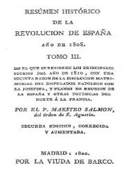 Portada:Resumen histórico de la revolución de España año de 1808. Tomo III / por el P. Maestro Salmón