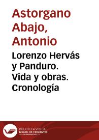 Portada:Lorenzo Hervás y Panduro. Vida y obras. Cronología / Antonio Astorgano Abajo