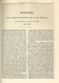 Portada:Respuesta que desde su prisión da a sus émulos el maestro Fray Luis de León, año de 1573