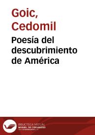 Portada:Poesía del descubrimiento de América / Cedomil Goic