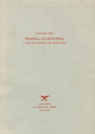 Portada:Primera cuarentena y Tratado General de Literatura / Francisco Rico