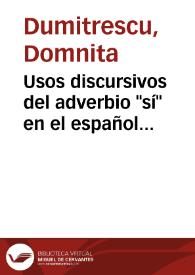 Portada:Usos discursivos del adverbio \"sí\" en el español mexicano / Domnita Dumitrescu